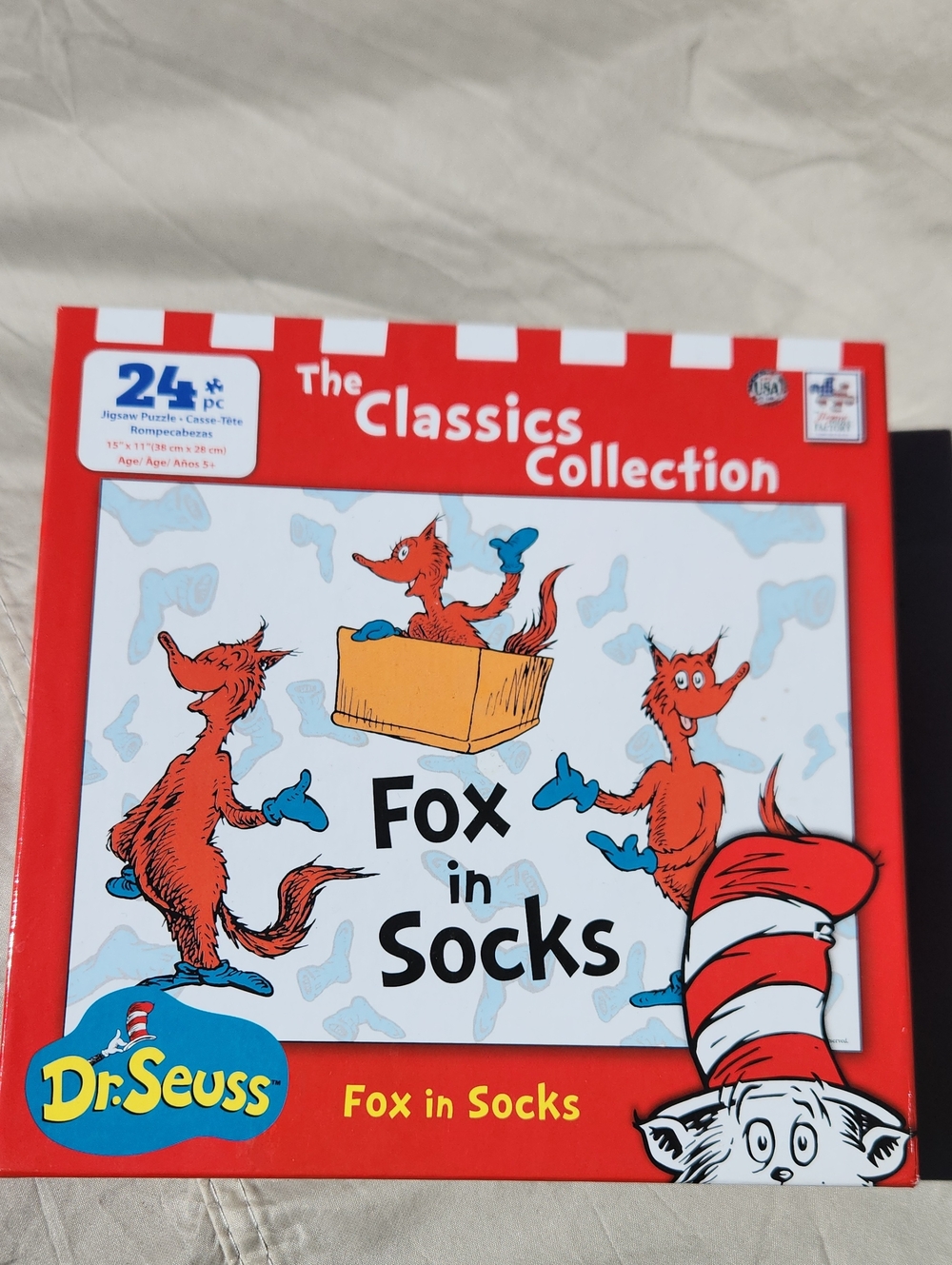 Dr. Seuss Fox in Socks Novelty Socks - Red, White, Blue Ages 5+
